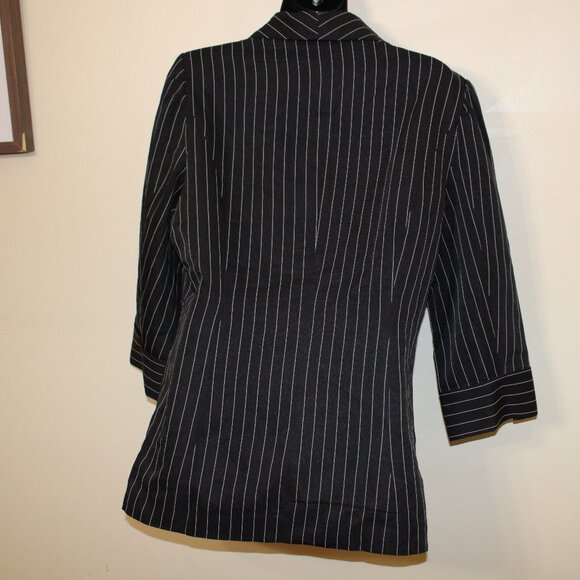 Ever B Black Pinstripe Blazer Medium 3/4 Sleeve Business Jacket - Picture 5 of 7